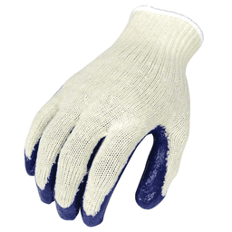 White and blue knit gloves with rubber coating for improved grip