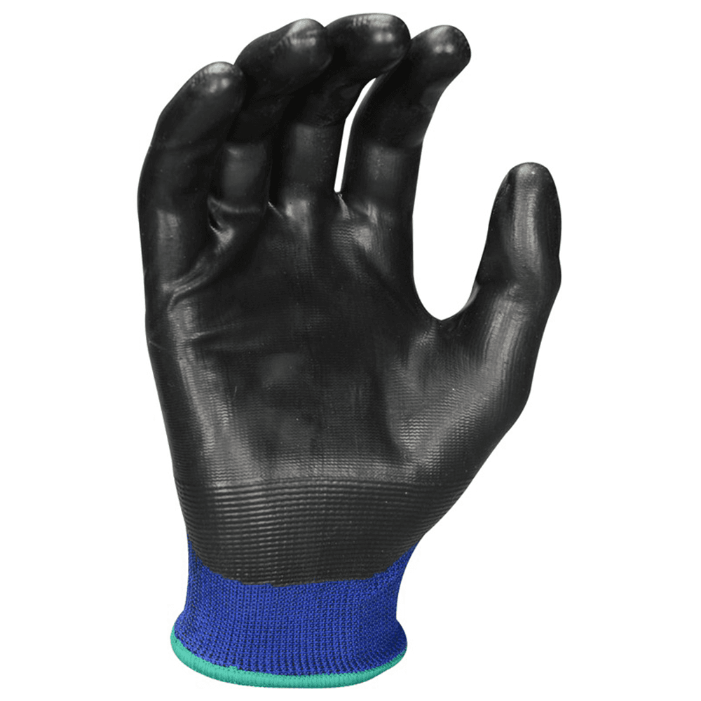 Extra-Large Polyester/Rubber Latex Gloves, Blue/Black - Close-up View