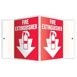 3D Projection Fire Extinguisher Sign in White on Red by Northern Safety - High Impact Plastic with Over-laminate for Longevity, Double-flanged with Predrilled Mounting Holes and Screws or Self-adhesiv