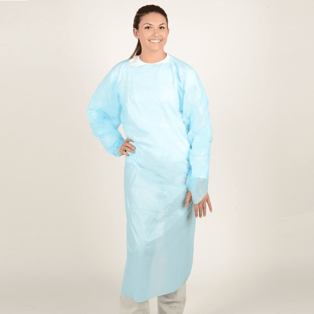 NSAr Polyethylene Gown - Thumb Loop - 55" Long - Detail View - Northern Safety
