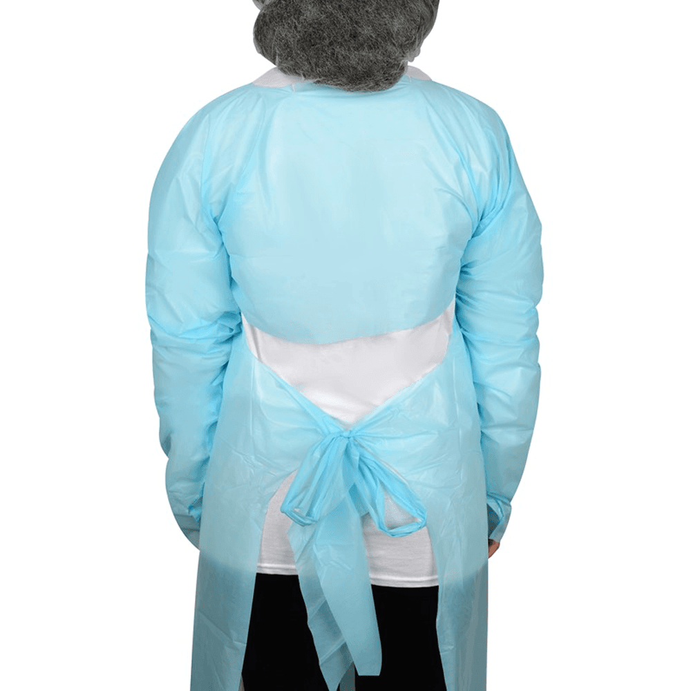 NSAr Polyethylene Gown with Thumb Loop - 55" Long - Front View - Northern Safety
