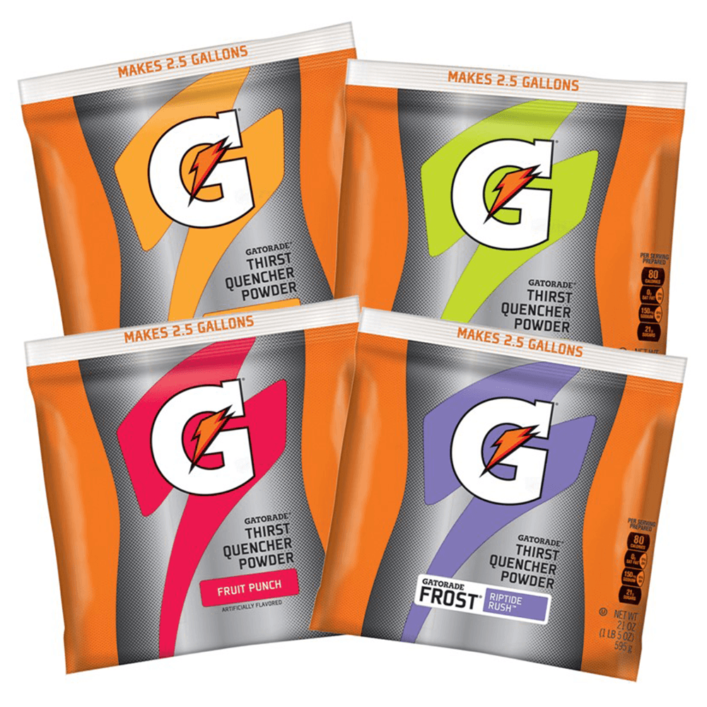 Gatorade Instant Powder Drink Mix - 2.5 Gallon Multi-Pack, Fruit Punch, Grape-Riptide Rush, Lemon-Lime, Orange