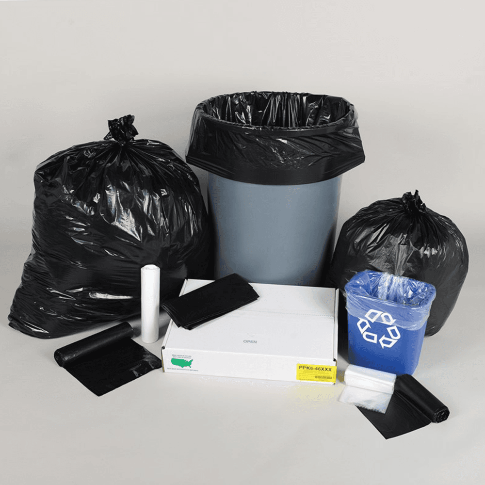 NS 56 Gallon Low Density Can Liner, Black 100/Case - High Quality and Puncture Resistant