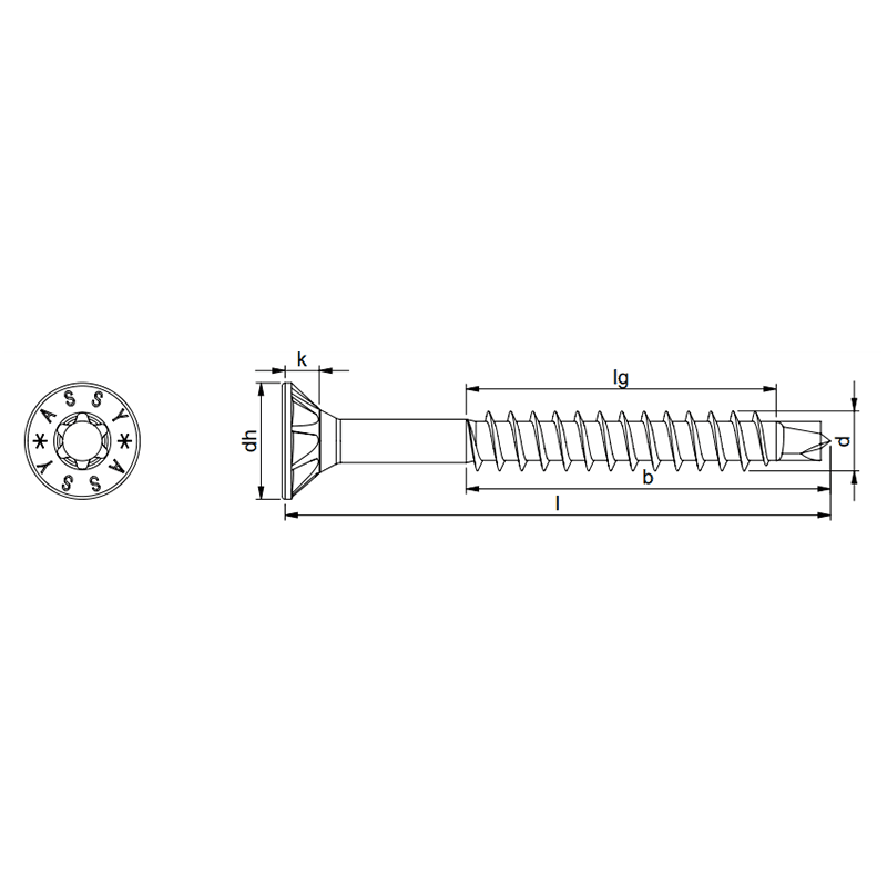#8 x 2" Flat Head ASSY Assembly Screw, RW20 Drive ASSY Thread with Nibs and Drill Point, Zinc, Box of 5 Hundred by Wurth - Alt Image 5