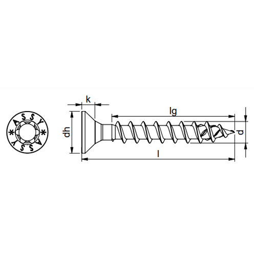 #6 x 5/8" Flat Head Hinge/Drawer Slide Screw, RW20 Drive ASSY Thread and Sharp Point, Zinc, Box of Thousand by Wurth - Alt Image 4