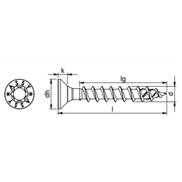 #6 x 5/8" Flat Head Hinge/Drawer Slide Screw, RW20 Drive ASSY Thread and Sharp Point, Zinc, Box of Thousand by Wurth - Alt Image 4