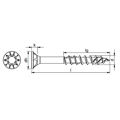#8 x 1" Flat Head ASSY Assembly Screw, RW20 Drive ASSY Thread with Nibs and Sharp Point, Zinc, Box of Thousand by Wurth - Alt Image 5