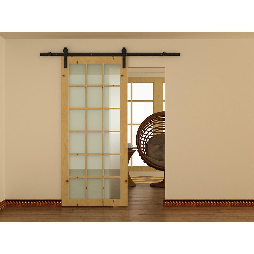 78" Face Mount Barn Door Hardware Kit, Matte Black Finish Alt 2 - Image