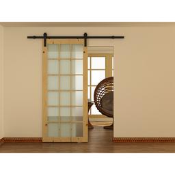 78&quot; Face Mount Barn Door Hardware Kit, Matte Black Finish Alt 2 - Image