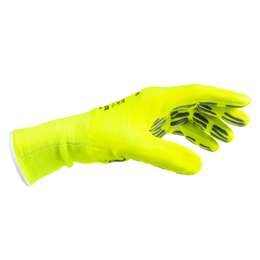Medium Tigerflex Hi-Lite gloves in bright yellow for improved visibility and grip