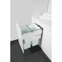 Double 35QT/1.5QT Full Height Hamper System for 13-1/2" Cabinet Opening, Carbon Steel Gray Alt 1 - Image