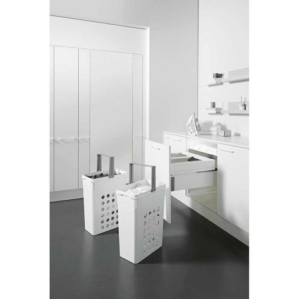 Double 35QT/1.5QT Full Height Hamper System for 13-1/2" Cabinet Opening, Carbon Steel Gray Alt 3 - Image