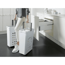 Double 46.5QT Full Height Hamper System for 22-1/2" Cabinet Opening, White Alt 4 - Image