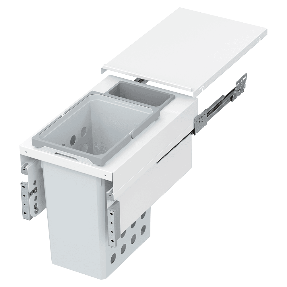 Double 31QT/1.5QT Under-Drawer Hamper System for 13-1/2" Cabinet Opening, White Main - Image
