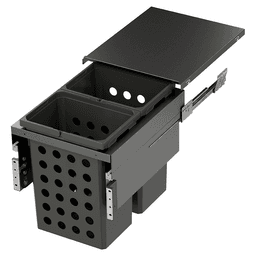 Double 35QT Full Height Hamper System for 16-1/2" Cabinet Opening, Carbon Steel Gray Main - Image