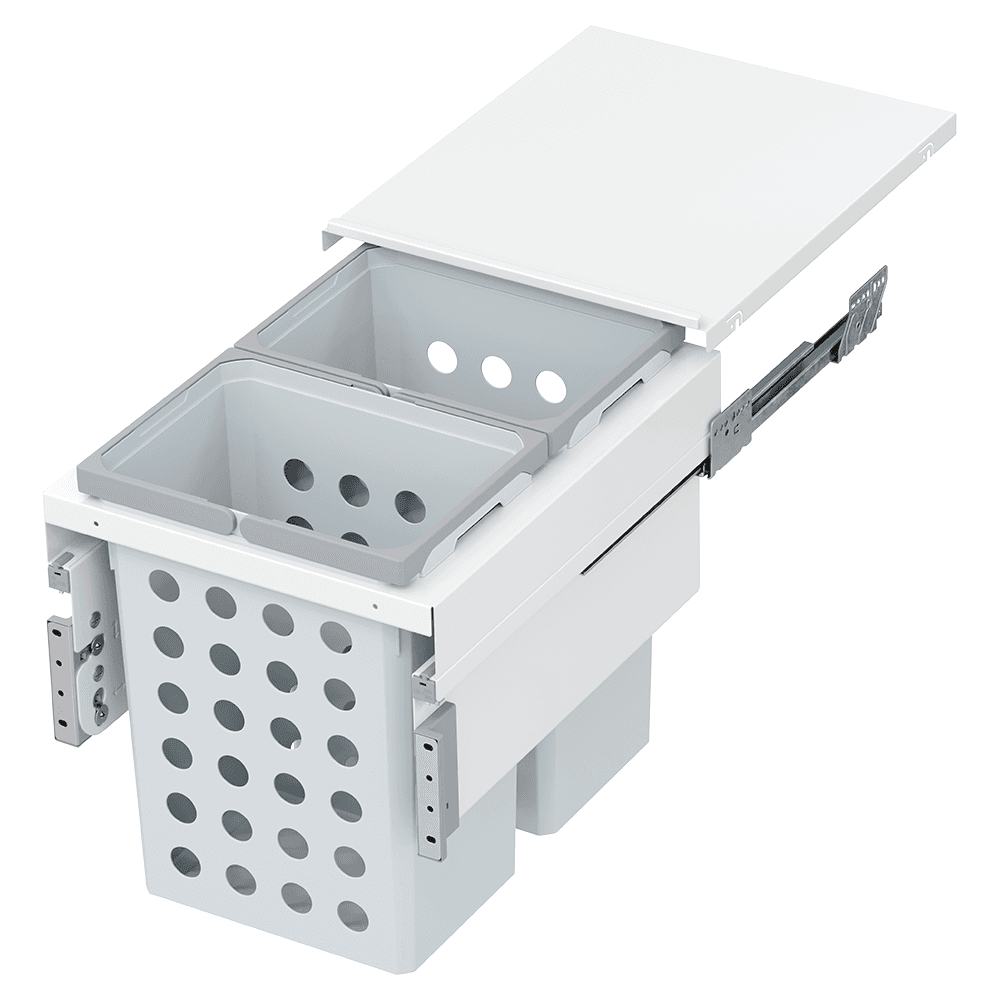 Double 31QT Under-Drawer Hamper System for 16-1/2" Cabinet Opening, White Main - Image