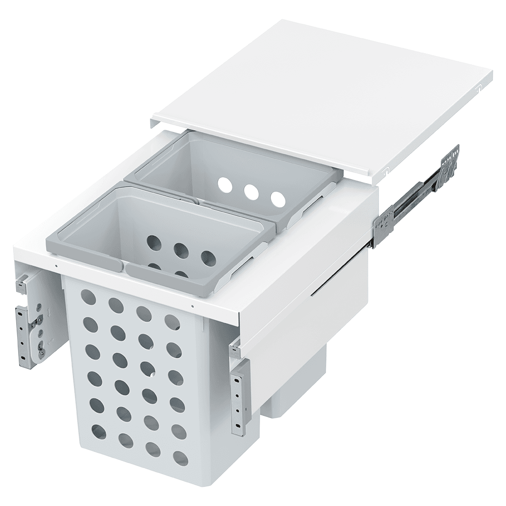 Double 31QT Under-Drawer Hamper System for 19-1/2" Cabinet Opening, White Main - Image