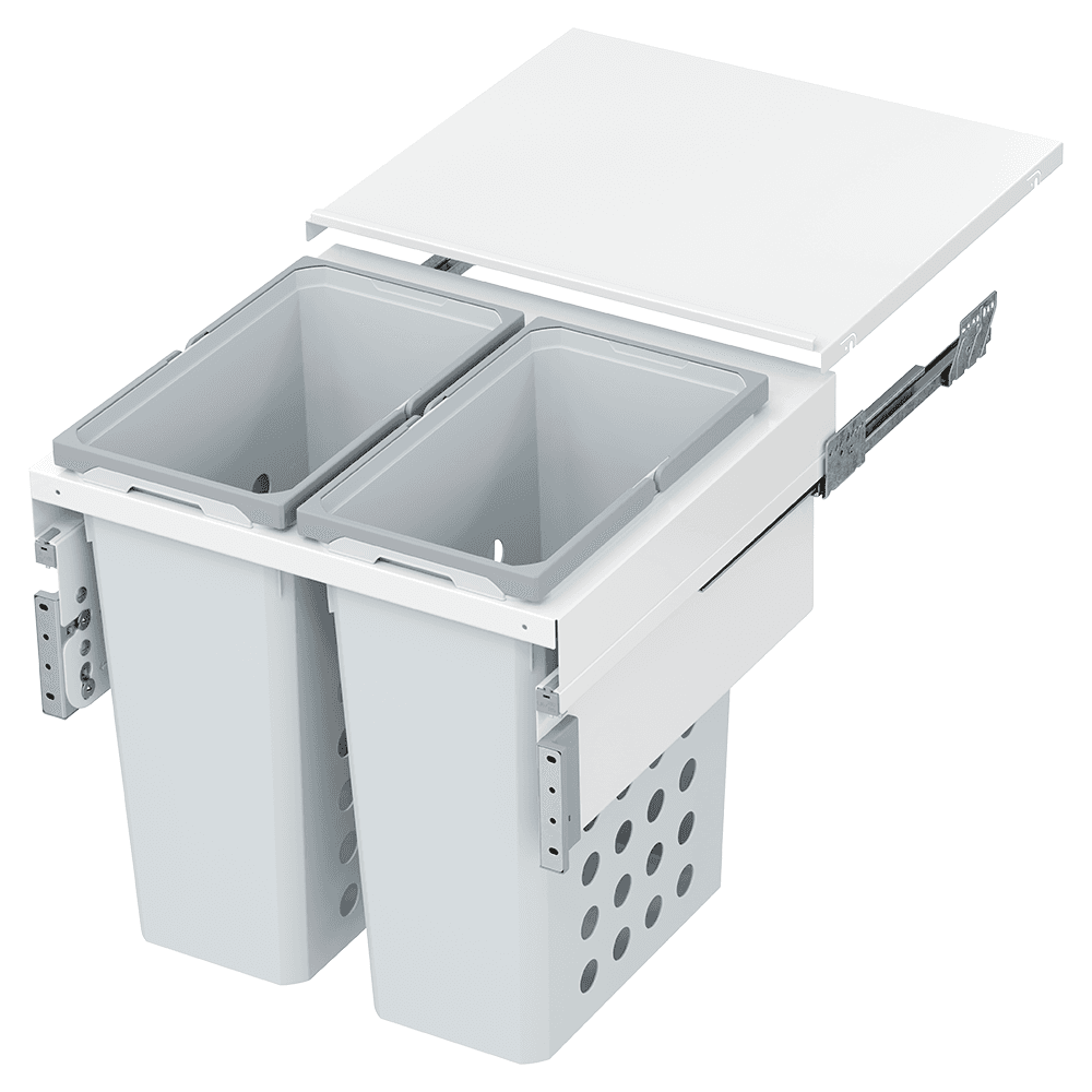 Double 46.5QT Full Height Hamper System for 22-1/2" Cabinet Opening, White Main - Image