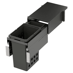 Double 35QT/1.5QT Full Height Hamper System for 12" Cabinet Opening, Carbon Steel Gray Main - Image