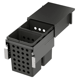 Double 35QT Full Height Hamper System for 15" Cabinet Opening, Carbon Steel Gray Main - Image