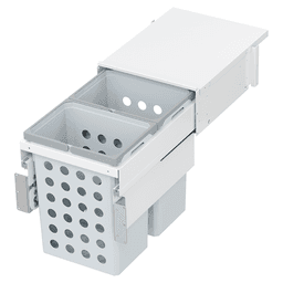 Double 35QT Full Height Hamper System for 15" Cabinet Opening, White Main - Image