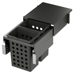 Double 35QT Full Height Hamper System for 18" Cabinet Opening, Carbon Steel Gray Main - Image