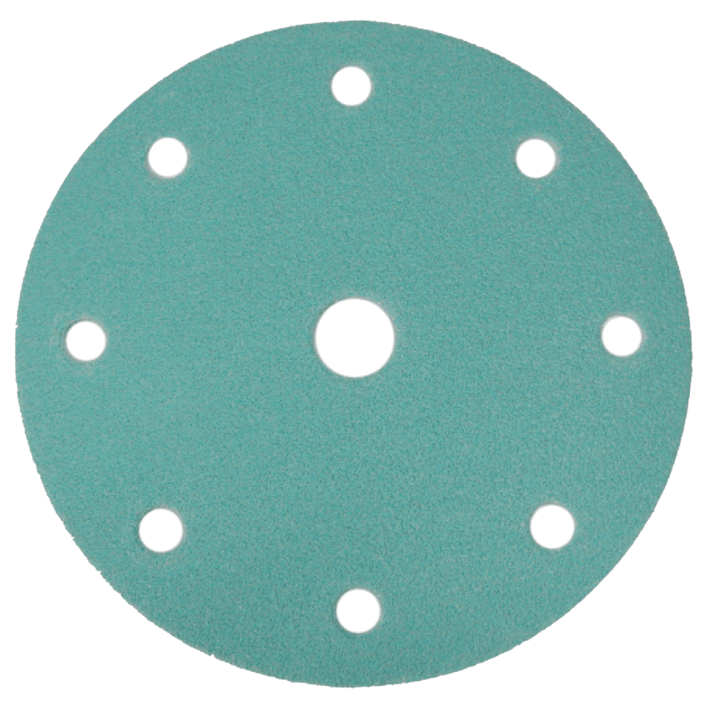 WA¬rth 5" Emerald Hook & Loop 80 Grit L46606 9 Holes Sanding Disc, Aluminum Oxide on Film (50/Box) product image