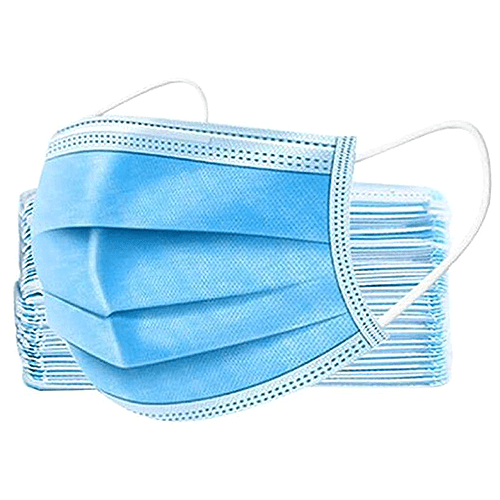Blue pleated face mask for personal use, bag of 10