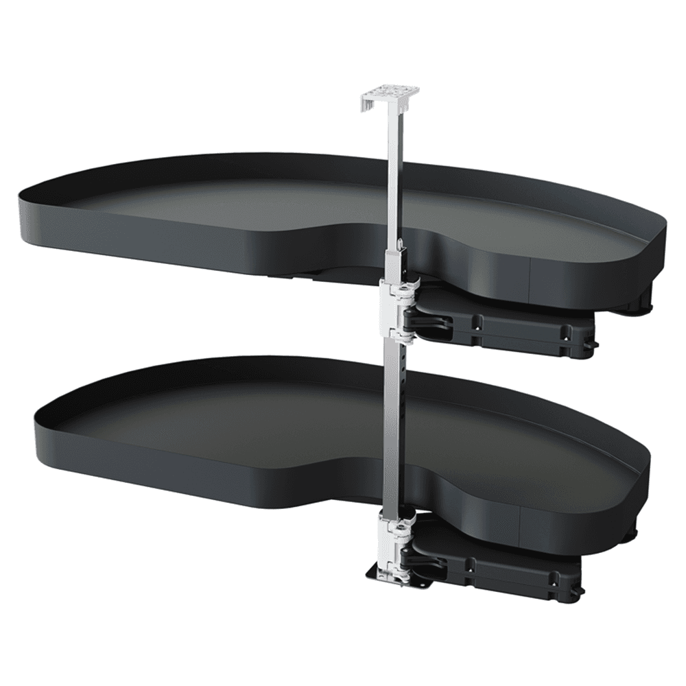 2-Tier Planero Right-Hand Blind Corner Pull-Out with PAM and Soft-Closing for 18" Cabinet Openings, Carbon Steel Gray - Main Image