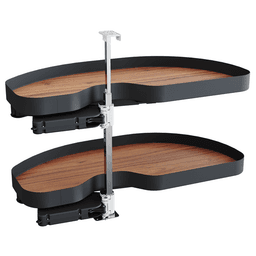 2 Tier Cornerstone® Maxx Planero Left-Hand Blind Corner Pull-Out with PAM and Soft-Closing for 21" Cabinet Openings, Walnut - Main Image