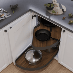 2 Tier Cornerstone® Maxx Planero Left-Hand Blind Corner Pull-Out with PAM and Soft-Closing for 21" Cabinet Openings, Walnut - Alt Image 2