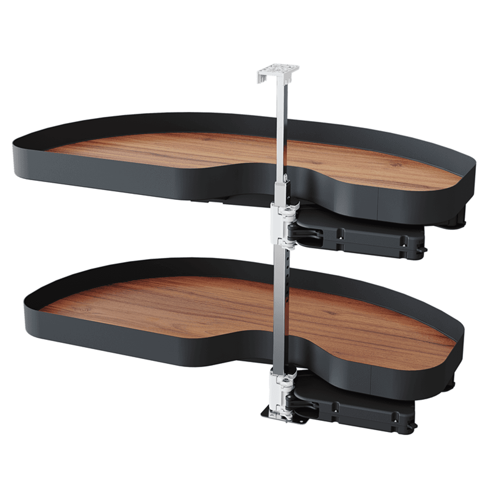 2 Tier Cornerstone® Maxx Planero Right-Hand Blind Corner Pull-Out with PAM and Soft-Closing for 21" Cabinet Openings, Walnut - Main Image
