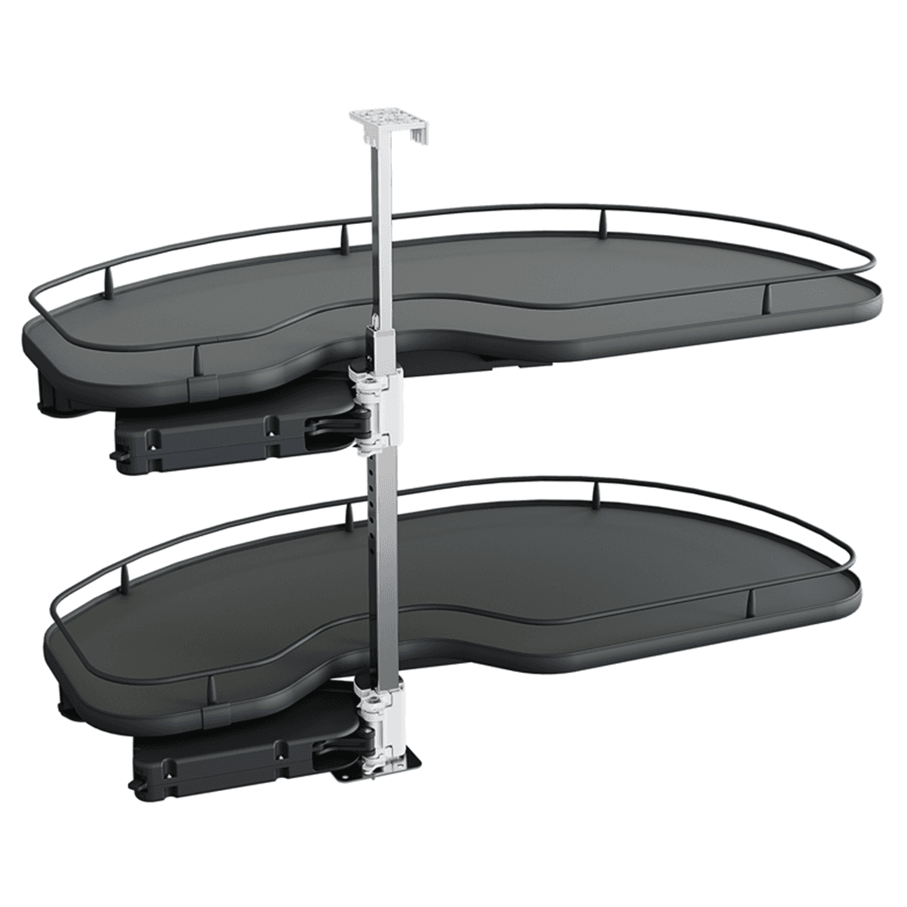2 Tier Cornerstone® Maxx Left-Hand Scalea Blind Corner Pull-Out with PAM and Soft-Closing for 18" Cabinet Opening, Carbon Steel Gray - Main Image