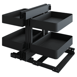 2-Tier Planero Full Access Blind Corner Pull-Out with Soft-Closing for 15" Cabinet Opening, Walnut - Alt Image 1