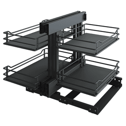 2-Tier Scalea Full Access Blind Corner Pull-Out with Soft-Closing for 15" Cabinet Opening, Carbon Steel Gray - Main Image