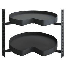 29" Kidney Shaped 2 Tray Planero Lazy Susan, Carbon Steel Gray - Main Image