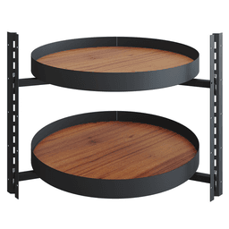 29" Full-Circle Shaped 2 Tray Planero Lazy Susan, Walnut - Main Image