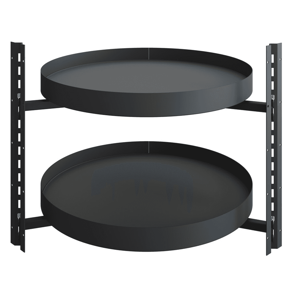 29" Full-Circle Shaped 2 Tray Planero Lazy Susan, Carbon Steel Gray - Main Image