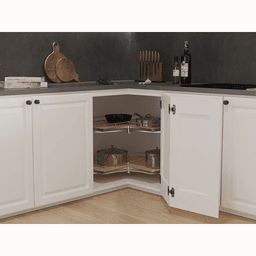 30" Scalea Kidney Poleless 2-Tray Lazy Susan Kit, Maple - Alt Image 1