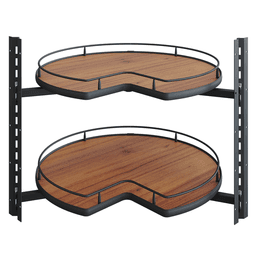 29" Kidney Shaped 2 Tray Scalea Lazy Susan, Walnut - Main Image