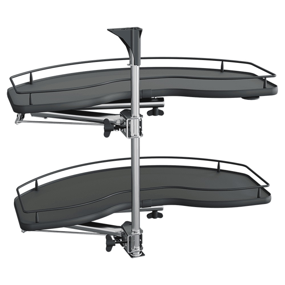 2-Tier Scalea Blind Corner Pull-Out with Soft-Closing for 18" Cabinet Opening, Carbon Steel Gray - Main Image