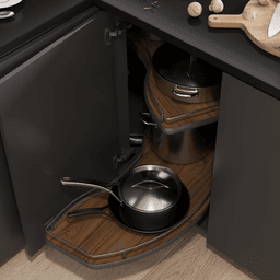 2-Tier Scalea Blind Corner Pull-Out with Soft-Closing for 18" Cabinet Opening, Walnut - Alt Image 1