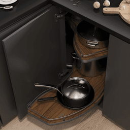 2-Tier Scalea Blind Corner Pull-Out with Soft-Closing for 24" Cabinet Opening, Carbon Steel Gray - Alt Image 2