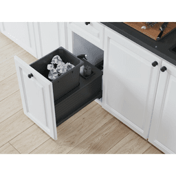 Single 50 Qt Bottom Mount Planero Waste Container Pullout with Soft-Closing, Gray - Alt Image 2