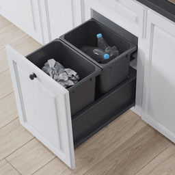 Double 35 QT Bottom-Mount Planero Waste Container Pullout with Soft-Closing and Maple Side Panel, Gray - Alt Image 2