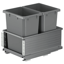 Double 50 QT Bottom-Mount Planero Waste Container Pullout with Soft-Closing, Gray - Main Image