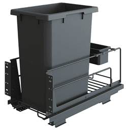 Single 35 Qt Bottom Mount Saphir Waste Container Pullout with Soft-Closing, Gray - Main Image