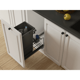 Single 35 Qt Bottom Mount Saphir Waste Container Pullout with Soft-Closing, Gray - Alt Image 1