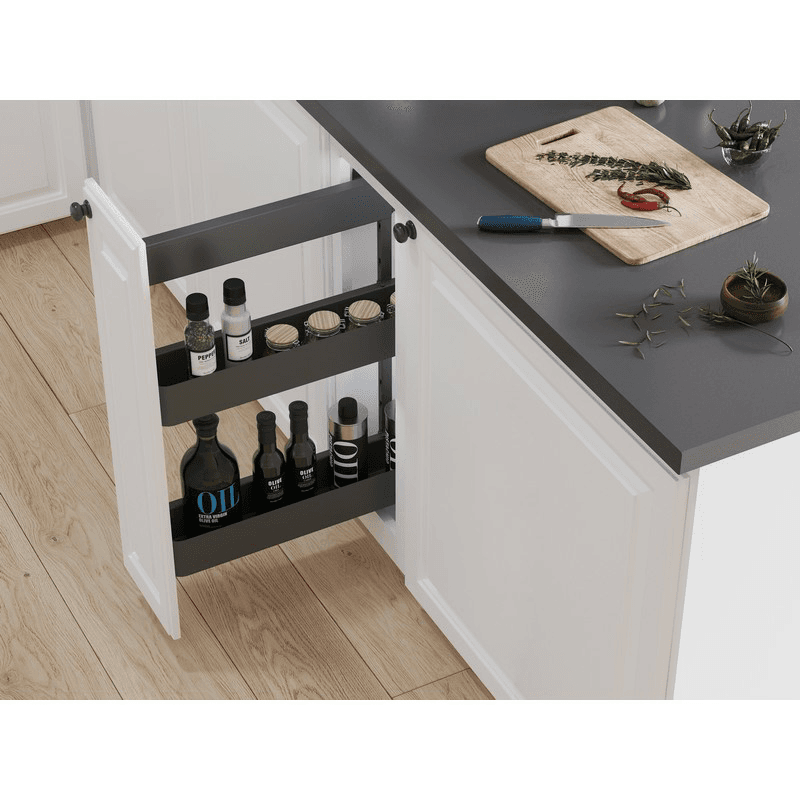 4.09" 2-Tier Planero Base Cabinet Organizer with Soft-Closing, Carbon Steel Gray - Alt Image 3