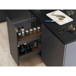 4.09" 2-Tier Planero Base Cabinet Organizer with Soft-Closing, Walnut - Alt Image 2